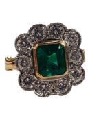 18 CARAT GOLD EMERALD & DIAMOND RING WITH 1.5 CARAT EMERALD & 2 CARAT OF DIAMONDS COLOUR H SI2