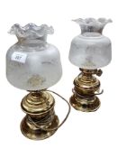 PAIR OF BRASS LAMPS