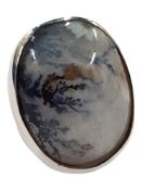1 X SILVER MOSS AGATE RING