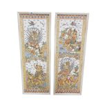 PAIR OF ORIENTAL/ASIAN EMBROIDERIES 88CM X 32CM