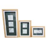 3 FRAMED 'EARTH FROM CERAMICS' PICTURES 56 X 29CMS, 36 X 26CMS AND 29 X 23.5 CMS