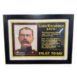 AUTHENTIC FRAMED LORD KITCHENER POSTER 29 X 20CMS