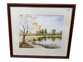 DAVID PETERS - WATERCOLOUR - HILL POND AT DOAGH 47 X 37CMS