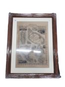 ANTIQUE LARGE BRITISH POSSESSIONS IN THE MEDITERRANEAN FRAMED MAP