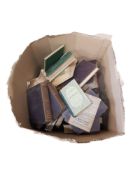BOX LOT TO INCLUDE BOOKS, VASE,CLOCK & METRONOME