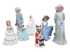 8 VARIOUS FIGURES TO INCLUDE LLADRO, NAO, DOULTON & OTHERS