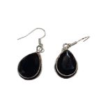 PAIR OF SILVER AND ONYX EARRINGS