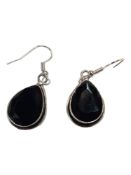PAIR OF SILVER AND ONYX EARRINGS