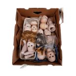 GOOD COLLECTION OF ANTIQUE BISQUE DOLLS HEADS ETC