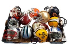 QUANTITY OF MINI AMERICAN FOOTBALL HELMETS SIGNED, SOME WITH C.O.A.