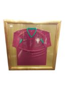 FRAMED SIGNED PORTUGAL SHIRT WITH C.O.A.