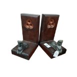 PAIR OF WOODEN SPHINX BOOKENDS
