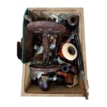 BOX OF VARIOUS PIPES & PIPE STANDS