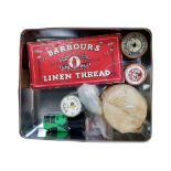 TIN OF BARBER THREADS ETC