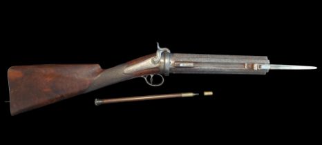 Wm. & Jn. Rigby of Dublin A Very Rare 32-Bore Irish Hand Rotated Seven-Shot Revolving Carbine by Wm.