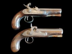 Willett of Dublin An Irish Pair of 14-Bore Percussion from Flintlock Overcoat Pistols by Willett,