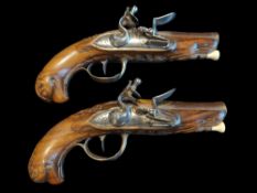 Lamotte of France A Pair Of 50-Bore Flintlock Pocket Pistols by Lamotte, France, c.1785. Gilded