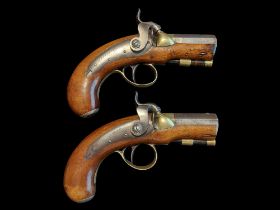 M & J Pattison of Dublin A Pair of Irish 21-Bore Percussion Overcoat Pistols by M&J Pattison,