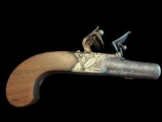 Cole of Belfast An Irish 48-Bore Flintlock Box Lock Pocket Pistol by Cole, Belfast, c.1800. 1½"