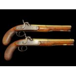 Stanton of London An Unusual Pair Of 20-Bore Percussion from Flintlock Holster Pistols by Stanton,