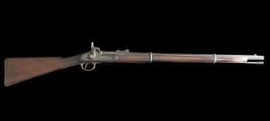 A 0.65” Bore Pattern 1853 Enfield. With a 30” 2-banded barrel, rear ladder-sight missing, percussion