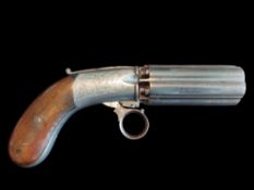 A 75-Bore (0.395”) J R Cooper Patent 6-Shot Percussion Pepperbox Revolver, Mid-19th Century. With