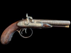 Gurd of Cork An Irish 24-Bore Percussion from Flintlock Double-Barrelled Travelling Pistol by
