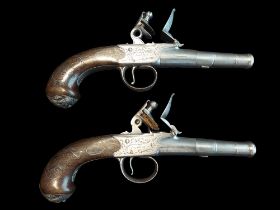 Alley of Dublin A Pair of 58-Bore Flintlock Cannon-Barrelled Pocket Pistols by Lewis Alley,