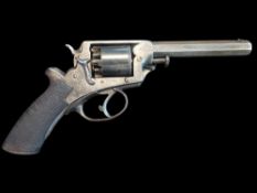 A 54-Bore Colonial Retailed Tranter 4th Model Percussion Revolver. 5 shot cylinder, 153mm (6") oct