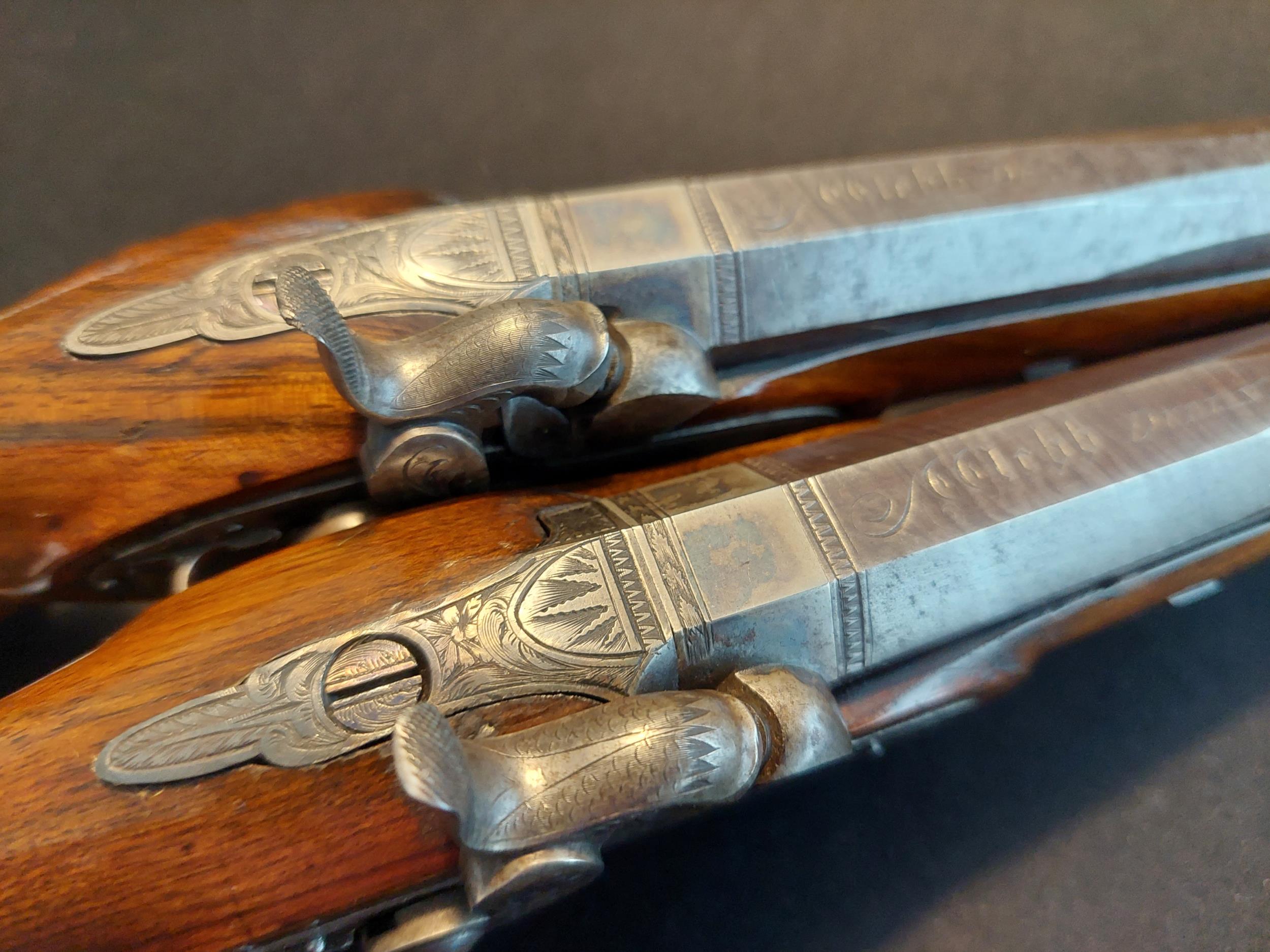 Webb of Dublin A Cased Pair of Irish 16-Bore Percussion Pistols by Webb, Dublin. Sighted octagonal - Image 15 of 22