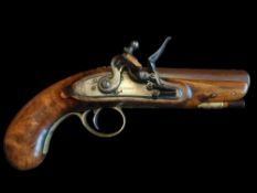 Adams of Belfast A Flintlock 26-Bore Travelling Pistol by Adams, Belfast c1800. A round sighted