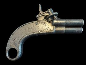 Wm. & Jn. Rigby of Dublin A Rare 140-Bore Irish Three-Barrel All-Steel Percussion Box-Lock Pistol by