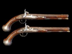 H. Delaney of Dublin A Pair of 15-Bore Percussion from Flintlock Holster Pistols by H.Delaney,