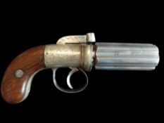 Neill of Belfast A 6-Shot 34-Bore Self Cocking Pepperbox Revolver by Neill, Belfast 0.38”. Cleaned