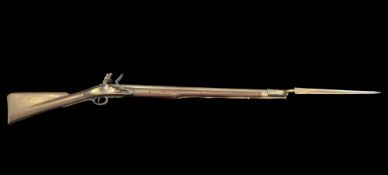 A 16-Bore Flintlock Elliott Carbine and Bayonet, Drogheda Town Police. A proved round barrel of