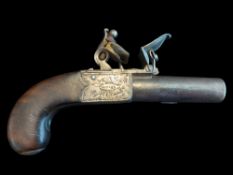 Fowler of Dublin A 38-Bore Flintlock Box Lock Pocket Pistol by Fowler, Dublin, 1803. 1-3/4" turn-off