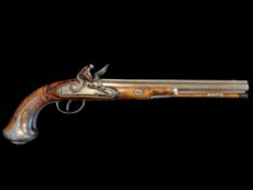 Newman of Cork An Irish 21-Bore Flintlock Target/Duelling Pistol by Newman. With sighted Damascus