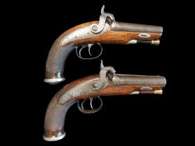 Braddell of Belfast A Pair of 31-Bore Double-Barrelled Percussion Pistols by Braddell, Belfast. With