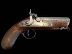 Bray of Dublin An Irish 16-bore percussion (drum & nipple conv.) travelling pistol by Bray of