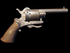 Maurice Arendt of Belgium A 7mm Arendt Brevete Pinfire 6 Shot Revolver. Barrel length 3.1”.