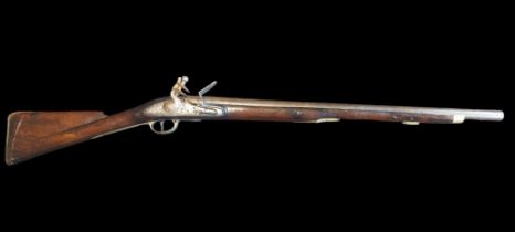 A 10-Bore Flintlock Brown Bess with 28½” barrel. Walnut stock with regulation brass mounts.