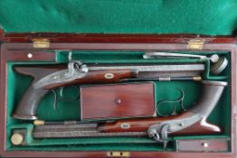 W. Cole of Belfast A Cased Pair of Irish 24-Bore Percussion Duelling/Target Pistols by W. Cole,