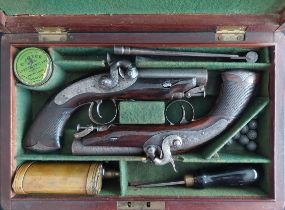 Kavanagh of Dublin A Cased Pair of Early 19th Century 46-Bore Travelling Pistols by Kavanagh,