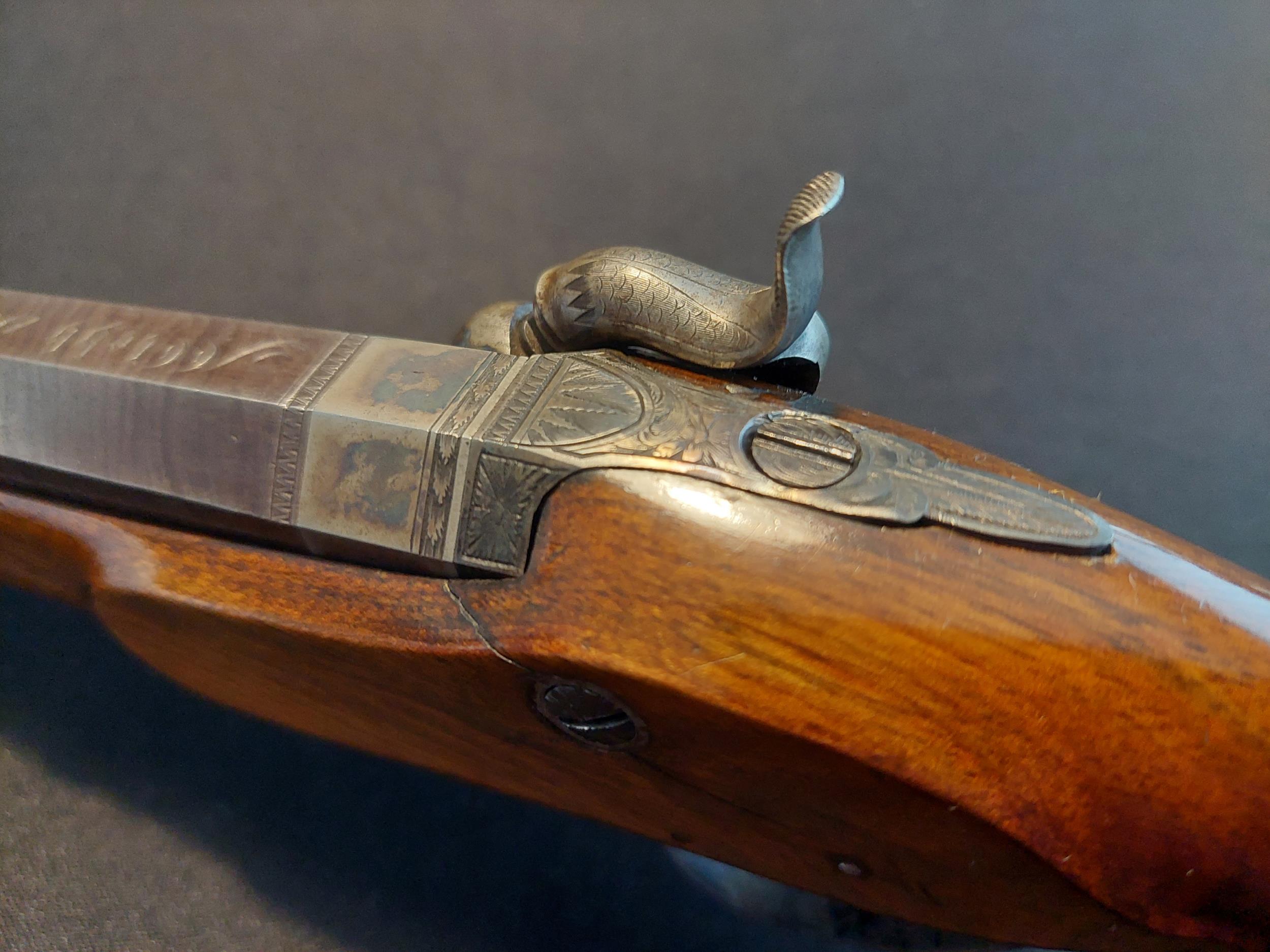 Webb of Dublin A Cased Pair of Irish 16-Bore Percussion Pistols by Webb, Dublin. Sighted octagonal - Image 19 of 22