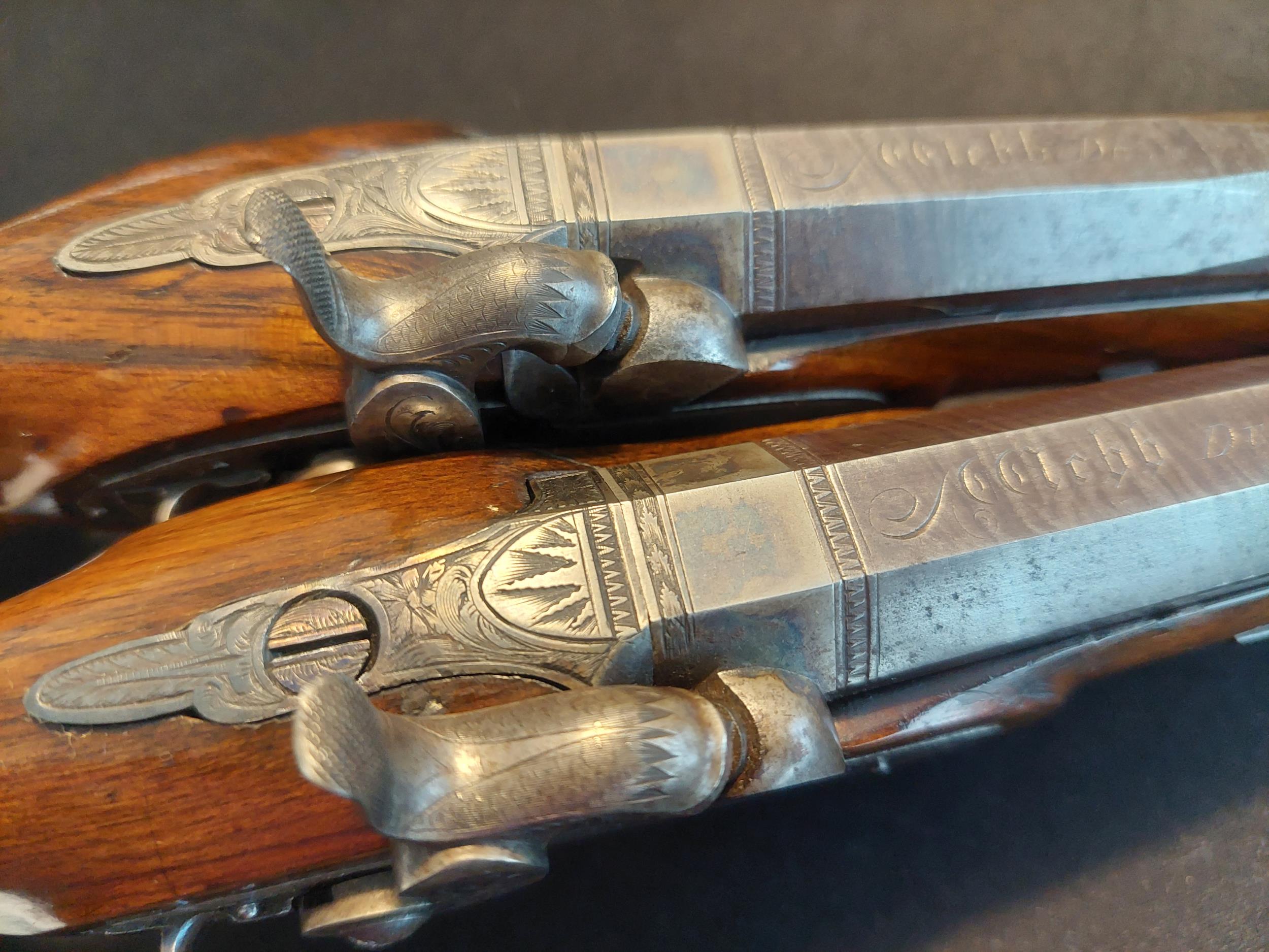 Webb of Dublin A Cased Pair of Irish 16-Bore Percussion Pistols by Webb, Dublin. Sighted octagonal - Image 14 of 22