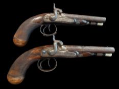 Rigby of Dublin A Pair Of 46-Bore Percussion from Flintlock Double-Barrelled Side-By-Side Pistols by