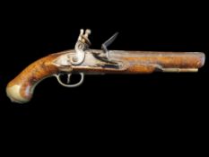 A 14-Bore Flintlock 0.68” Dragoon Pistol. A proved 9” fixed barrel of 0.68” bore, bevelled lock