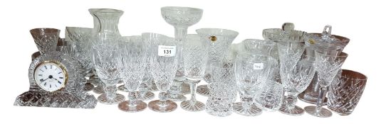 LARGE SHELF LOT OF CUT GLASS TO INCLUDE WATERFORD