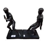 PAIR OF MALE SPELTER FIGURES