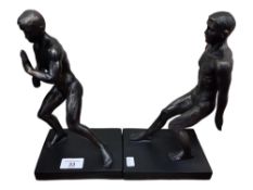 PAIR OF MALE SPELTER FIGURES